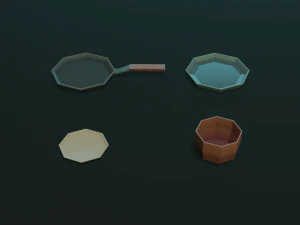 tableware textured low-poly game ready assets pack 3D Model