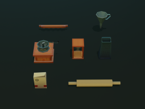 tableware textured low-poly game ready assets pack Modello 3D