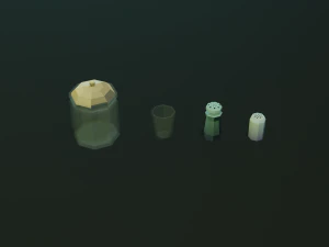 tableware textured low-poly game ready assets pack 3D Model