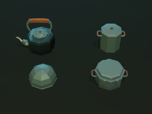tableware textured low-poly game ready assets pack Modello 3D