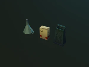 tableware textured low-poly game ready assets pack 3D Model