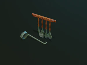 tableware textured low-poly game ready assets pack 3D Model