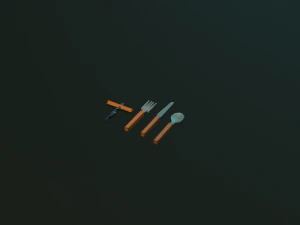tableware textured low-poly game ready assets pack 3D Model