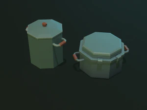 tableware textured low-poly game ready assets pack 3D Model