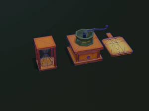 tableware textured low-poly game ready assets pack 3D Model