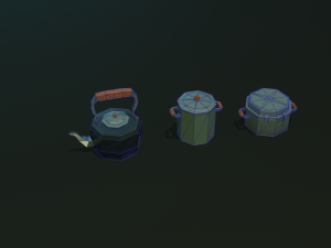 tableware textured low-poly game ready assets pack Modello 3D