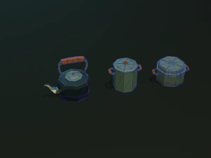 tableware textured low-poly game ready assets pack 3D Model