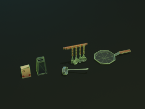 tableware textured low-poly game ready assets pack Modello 3D