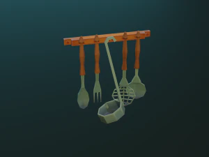 tableware textured low-poly game ready assets pack 3D Model