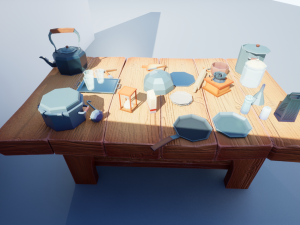 tableware textured low-poly game ready assets pack Modello 3D