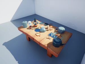 tableware textured low-poly game ready assets pack 3D Model