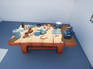 tableware textured low-poly game ready assets pack 3D Model