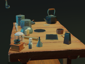 tableware textured low-poly game ready assets pack Modello 3D