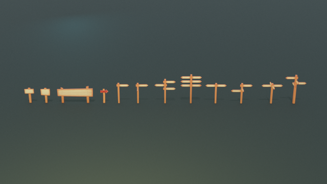 signposts textured low-poly game ready assets pack Modèle 3D .c4d .max .obj .3ds .fbx .stl .blend 