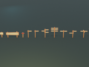 signposts textured low-poly game ready assets pack 3D 模型