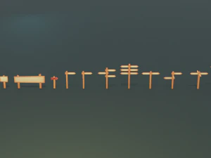 rambu-rambu bertekstur paket aset siap permainan poli rendah Model 3D