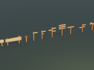 signposts textured low-poly game ready assets pack Modèle 3D