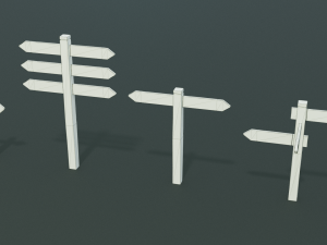 signposts textured low-poly game ready assets pack Modèle 3D