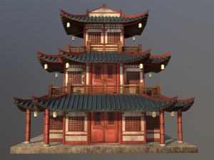 asian japanese-chinese-korean realistic building 3D Модель