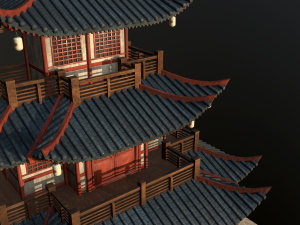 asian japanese-chinese-korean realistic building 3D Модель