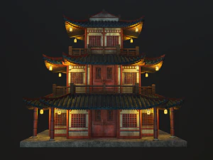 asian japanese-chinese-korean realistic building 3D Model