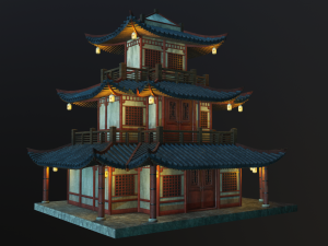asian japanese-chinese-korean realistic building 3D Модель
