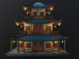 asian japanese-chinese-korean realistic building 3D Модель