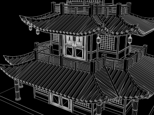 asian japanese-chinese-korean realistic building 3D Модель