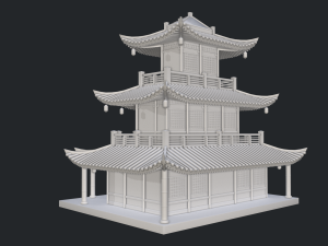 asian japanese-chinese-korean realistic building 3D Модель