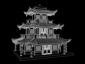 asian japanese-chinese-korean realistic building 3D Модель
