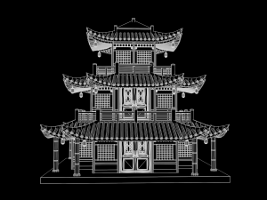 asian japanese-chinese-korean realistic building 3D Модель