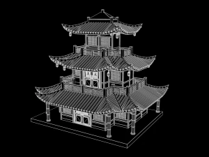 asian japanese-chinese-korean realistic building 3D Model