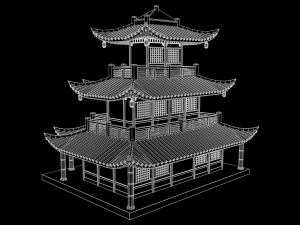 asian japanese-chinese-korean realistic building 3D Модель