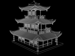 asian japanese-chinese-korean realistic building 3D Модель