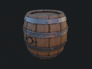stylized wooden powder keg pirate barrel 3D Model