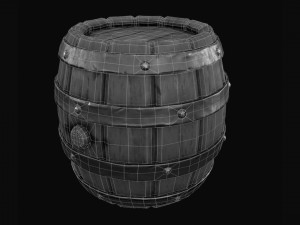 stylized wooden powder keg pirate barrel Model 3D