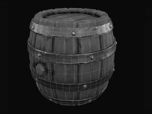 stylized wooden powder keg pirate barrel 3D Model