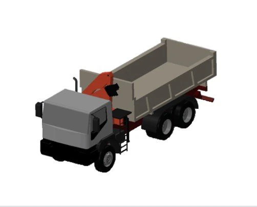dump truck with elevator crane outriggers 3D Model .c4d .max .obj .3ds .fbx .stl .blend 