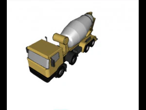 camion betoniera colore giallo Modello 3D
