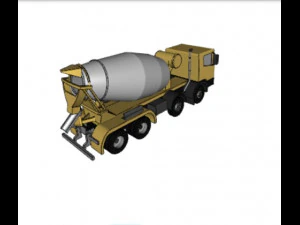 concrete mixer truck yellow color 3D Model