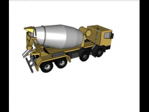 concrete mixer truck yellow color 3D Model