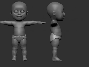 baby high and low poly 3D Model