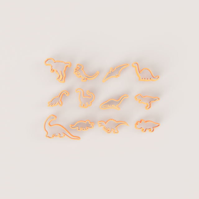 DINO CUTTER COOKIE SET 3D Print Model .c4d .max .obj .3ds .fbx .stl .blend 
