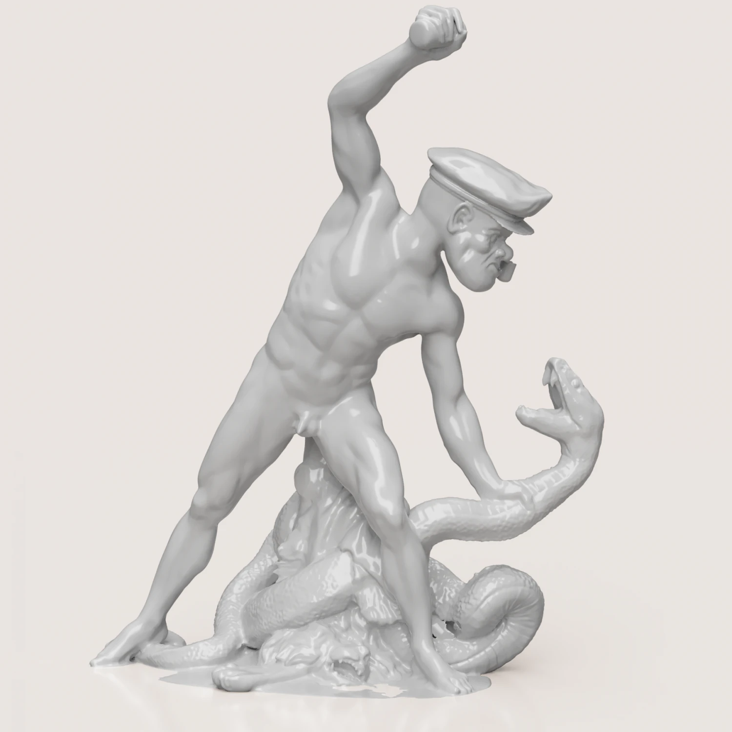 Sailor Popeye Antique Statue 3D Print Model .c4d .max .obj .3ds .fbx .stl .blend 