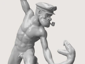 Sailor Popeye Antique Statue 3D Print Model