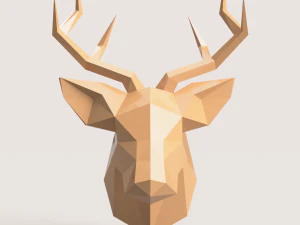 CABE&Ccedil;A DE CERVO BAIXO POLY Modelo de Impressão 3D