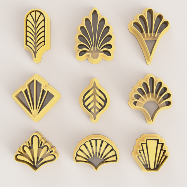 ART DECO FLOWERS 2 POLYMER CLAY CUTTER 3D Принт Модель .c4d .max .obj .3ds .fbx .stl .blend 