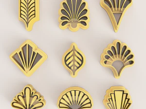 BUNGA ART DECO 2 PEMOTONG TANAH LIAT POLIMER Model Cetak 3D