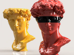 ДЭВИД МИХЕЛАНДЖЕЛО ГОРШОК И 3 ЧАСТИ ЛИЦА 3D Принт Модель