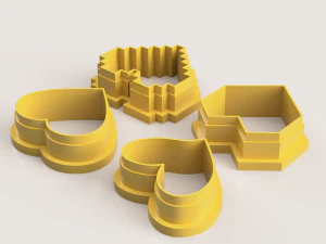 4 HEARTS POLYMER CLAY CUTTER 3D Print Model